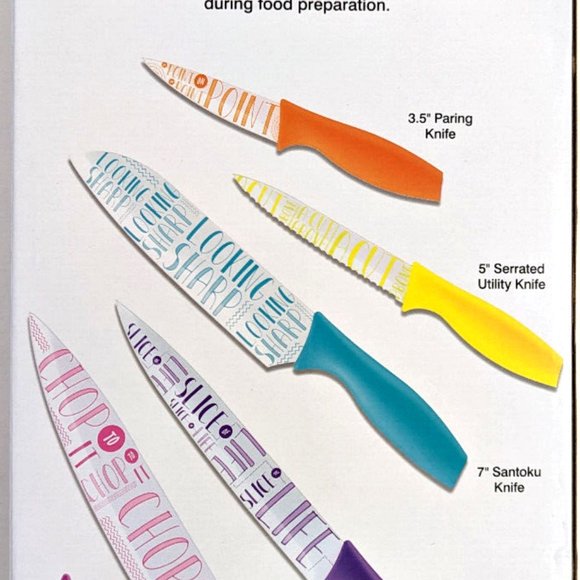 *SOLD* Cuisinart Advantage 10-Pc Multicolor Knife Set Chefs Knife with Guards - Picture 5 of 5